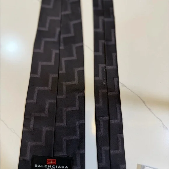 Balenciaga Black Zigzag Pattern Tie